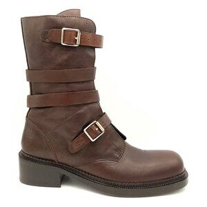 NEW Jeffrey Campbell Shoreditch Boots Womens 9.5 Brown Leather Moto Utility Grun